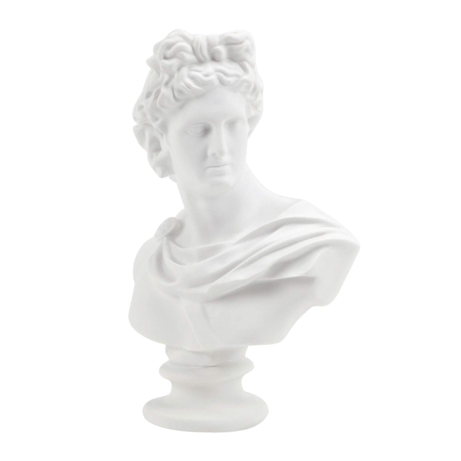 6 Inch Greek Classical Replica Apollo Head Bust Statue Roman Statue Mythology Sculpture Figurine for Sketch Model Art Drawing Resin Crafts Ornaments Gypsum Modern Home Decoration and Collection