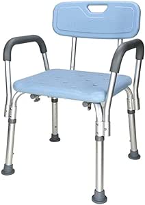 KISlink Banco de Ducha, Taburete de baño con Brazos y Respaldo, Marco