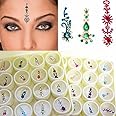 Bindi Box Long Multicolored Crystal Bindis Bridal face Jewels Forehead Tika (Pack of 40 Bindis)
