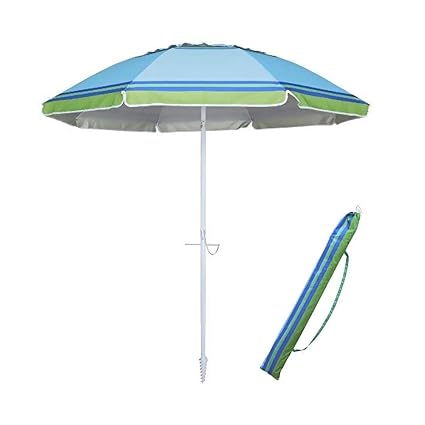 Beach Umbrella 7 Ft Outdoors Garden Umbrellas Sun Shade Tilt Sand Anchor Spf