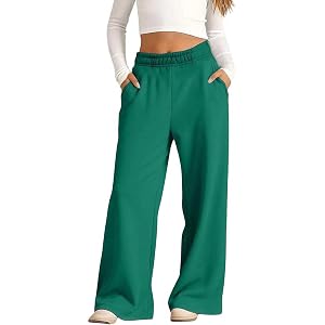 Mkdisnta Sweatpants for Girls Wide Leg Fleece Sweat Pants High Elastic Waist Joggers School Sport Outfits 5-14 Years