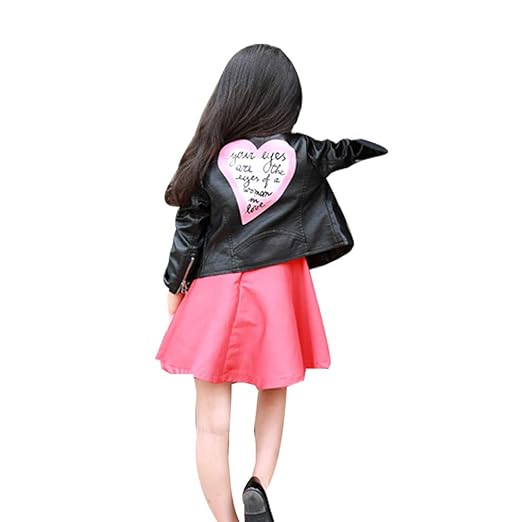 Hirolan Mantel Winter Mädchen Kinder Baby Herz Brief Outwear Lange Ärmel Nähen Ledermantel Revers Lederjacke Mode Chic Kunstl