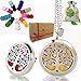 Essential Oil Diffuser Necklace Aromatherapy - Gifts for Women Unique Tree of Life Locket Pendant & Car Vent Clip Eco Set, 27+2