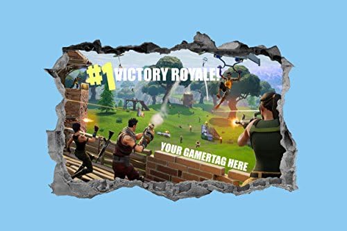 Fortnite Wall Sticker Kids Custom Name Personalised Decal Bedroom Wall Art (80x50 cm)
