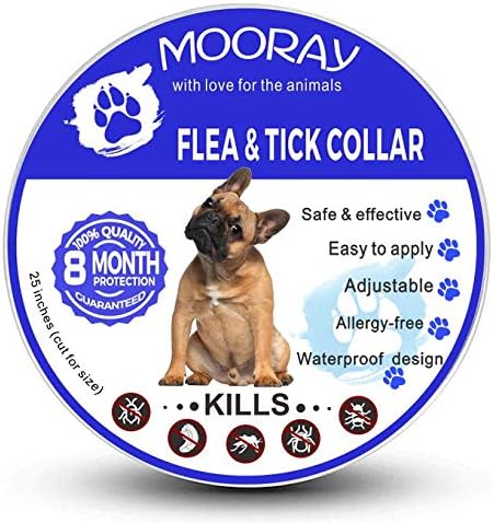MOORAY Dog Flea Collar with Natural Ingredients - Adjustable & Waterproof Dog Collar for 8 Month Protection