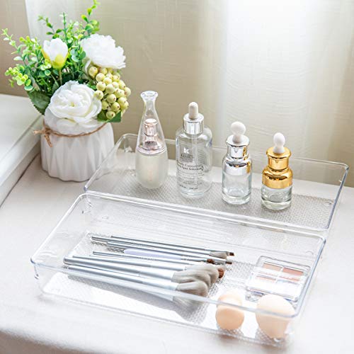 3 Pack Clear Plastic Drawer Organizer Tray Cutlery Utensil Makeups
