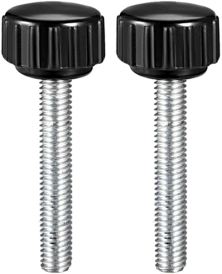sourcing map M5 x 30mm Metric Male Thread Knurled Clamping Knobs Grip Thumb Screw on Type Plastic Threaded Hand Bolt Knobs Black 2 Pcs