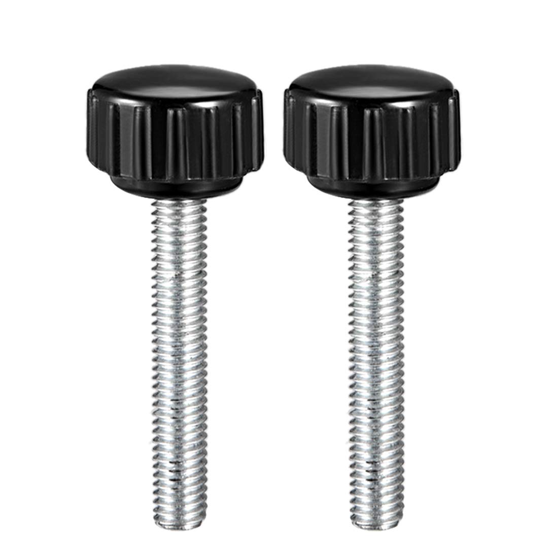 sourcing map M5 x 30mm Metric Male Thread Knurled Clamping Knobs Grip Thumb Screw on Type Plastic Threaded Hand Bolt Knobs Black 2 Pcs