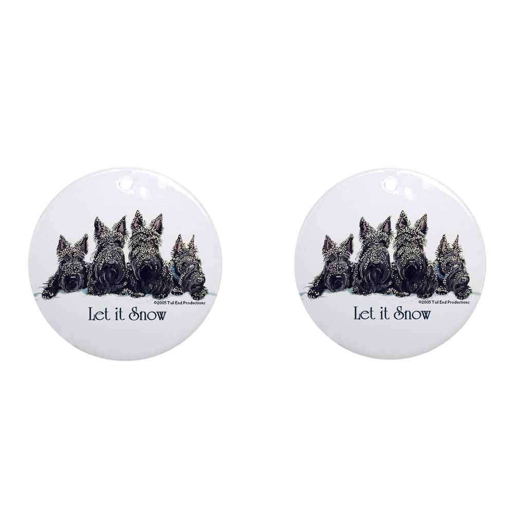 i-zehibho-i Ceramic Round Ornaments (2 Pack) - Scottish Terrier Winter Personalized Custom Handmade Holiday Christmas Ornament Ideas 2019, 2.87" in Diameter