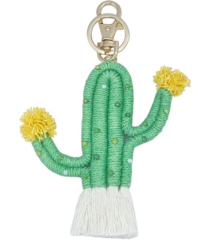 LUOZZY 3-Pack Bohemian Cactus Keychains - Weaving Tassel Charm Keyrings For Bag, Purse, Wallet Decor