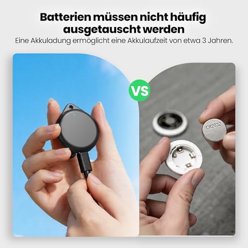 TECKNET Air Tracker Tag Key Finder, Smart Tag Compatible with Apple Where is App (iOS Only), Rechargeable, Waterproof, Bluetooth Key Finder for Luggage/Bags/Key/Pet (Pack of 4)