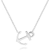 ELBLUVF Stainless Steel Sideways Anchor Necklace For Women 16/18inches