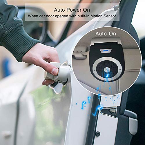 Bluetooth Speakers for Car Hands-Free Speakerphone Bluetooth 4.1 Wireless Car Kit Stereo Music Receiver for Safely Driving with Siri Google Assistant Voice Command - Thumbnail 4