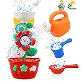 Bath Toys for Toddlers Babies Kids 1 2 3 Year Old Boys Girls Bathtub Toys Bath Wall Toy Fill Flow and Spin with 1 Mini Sprinkler 2 Toys Cups Strong Suction Cups Bath Toys Bath Toy