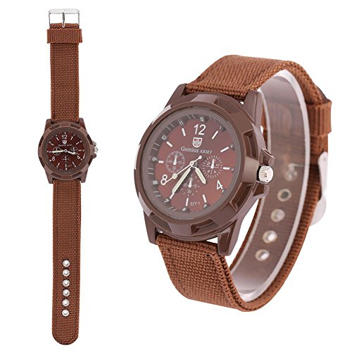 Electronic Digital Wristwatch Military Watch Males Army Durable Nylon Band Sport Wrist Watches(Brown)