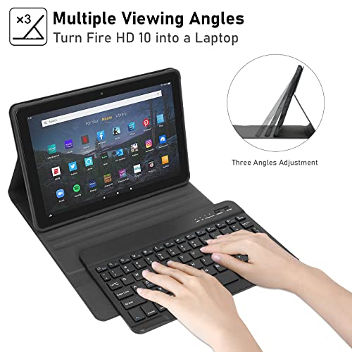 Keyboard Case Fire HD 10 Tablet 2021 and Fire HD 10 Plus, Detachable Bluetooth Keyboard Case