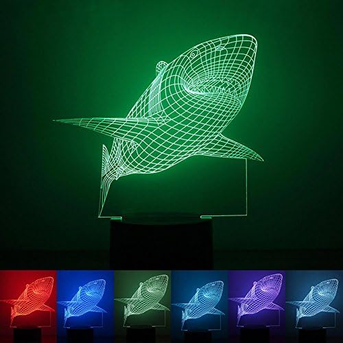 Lilys Gift 3D Colorful Desk Night light USB Touch Switch Table Lamp Shark