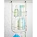 mDesign Over-the-Door Shower Caddy for Bathroom for Shampoo/Conditioners and Hooks for Razors, Loofa's and more, Satin