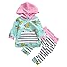 Baby Girl 2pcs Set Outfit Flower Print Hoodies with Pocket Top+Striped Long Pants (6-12M, Green)