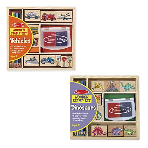 Melissa & Doug Wooden Stamps Sets (2) Dinosaurs and Vehicles Pricepulse