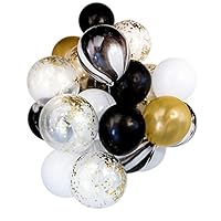 Shindig + Bash 12 Inch Party Balloons - Confetti - Gold - Black - White - Marble - 20 Pieces