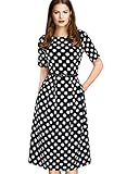 VfEmage Womens Vintage Summer Polka Dot Wear To Work Casual A-line Dress