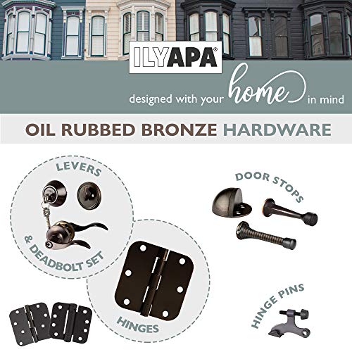 Entry Door Handle and Deadbolt Lock Set, 3 Pack Oil Rubbed Bronze