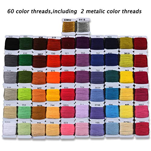 Embroidery Floss 108 Pcs Cross Stitch Kits,COTOPHER Embroidery Thread 62 Skeins Friendship Bracelets Floss with Organizer Storage Box Embroidery Starter Kits 46 Pcs Cross Stitch Tools(108 PCS) - Thumbnail 4