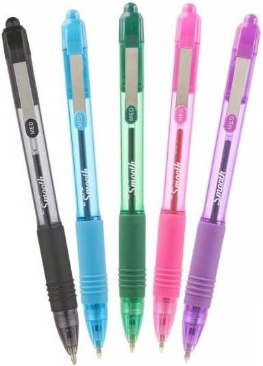 Zebra Pen Z Grip Smooth Multi- Coloured & Black Ballpoint Pens, Smooth & Comfortable Retractable Pens With Pocket Clip