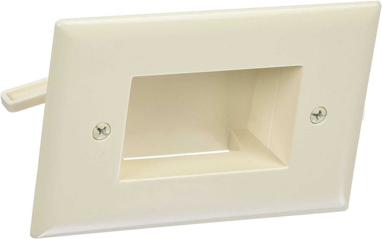 DataComm Electronics 45-0009-LA Easy Mount Recessed Cable Plate for Home Theaters Low Voltage Slim Fit Cable Pass Through Wall Plate, Lite Almond, 4.88" H x 3.22" W x 1.41" L