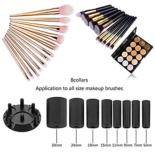 Professional Makeup Brush Cleaner and Dryer, Electric Spinning Make up Brush Machine Tool Portable Cosmetic Clean Device Large Cleaning and Drying Set with the Holder Stand Kit for Dry, White (Black) - Thumbnail 2