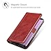 ProCase Genuine Leather Case for Galaxy Note 9, Vintage Wallet Folding Flip Case with Kickstand and Multiple Card Slots Magnetic Closure Protective Cover for Samsung Galaxy Note 9 (Red)