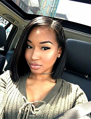 Straight brazilian virgin human hair lace front wigs glueless sho…