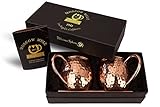 Delicious Sphere Copper Mugs Moscow Mule with 2 Straws Solid Handcrafted Copper Hammered Cups Set of 2 - 16oz