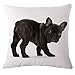 MHB Decorative Animals French Bulldog Cotton Linen Throw Pillow Covers 18 x18 Inch (Pack of 4 Pieces)