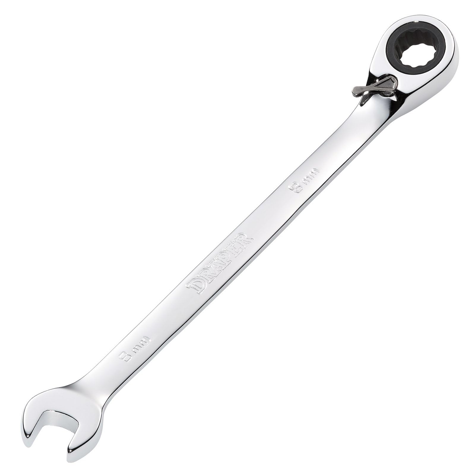 Draper 51967 Hi-Torq Metric Reversible Ratcheting Combination Spanner, 8mm, Blue