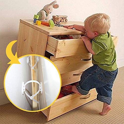Adjustable Anti-tip Furniture Strap (6 Pack) | Safety Furniture Wall Anchors For Baby Proofing | Secure Bookshelf, Cabinet, Dresser, TV, Wardrobe from Falling