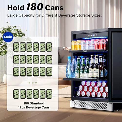 YEEGO 24 Inch Beverage Refrigerators 180 can Beer Fridge Beverage
