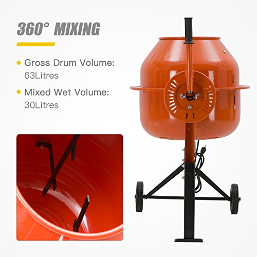 SUNCOO 1/2 HP 2.5 Cu Ft Electric Concrete Cement Mixer Mortar Mixing