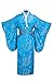 Yukata Women's Gorgeous Japanese Traditional Brocade Dragon Print Kimono Robe, Blue OS
