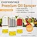 Premium Olive Oil Mister and Cooking Sprayer with Clog-Free Filter and Glass Bottle by CHEFVANTAGE - Black