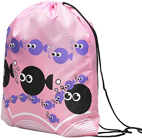 WNOSH Drawstring Backpack School Shoulder Bag Waterproof Beach Swimming Bag Pouch(Pink fish)