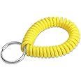 Lucky Line 2” Spiral Wrist Coil with Steel Key Ring, Flexible Wrist Band Key Chain Bracelet, Stretches to 12”, Yellow, 1 PK (410801)