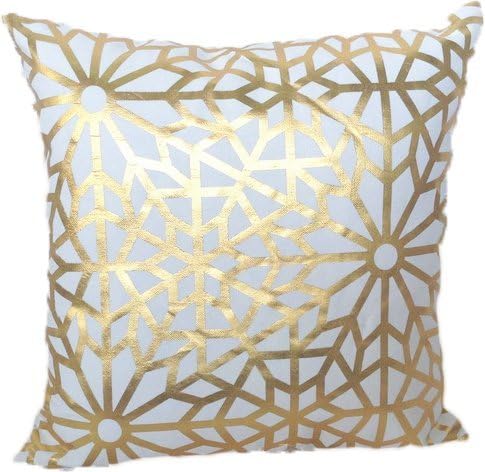 HOMETALE Gold Foil Geometric Print Decorative Throw Pillow COVER 18" Gold White