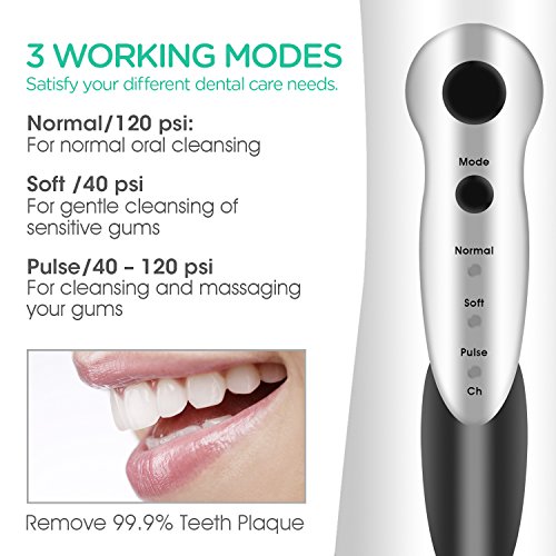 VOYOR Water Flosser Cordless Oral Irrigator Floss Water Jet Electric Dental Flossers with 3 Work Modes & 2 Nozzles for Braces Gums Cleanse and Remove Bacteria, IPX7 Waterproof, Portable & Rechargeable