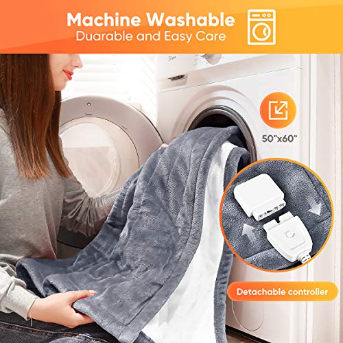 Heated Blanket Throw, HOKEKI Electric Throws with 3 Hours Auto Off & 6