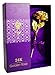 TENEW Golden Color Plastic Foil Rose with Acrylic Base Vase & Giftbox (Purple)