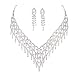 FAYBOX Sparkly Rhinestone Beaded Choker Necklace Earrings Wedding Jewelry Sets