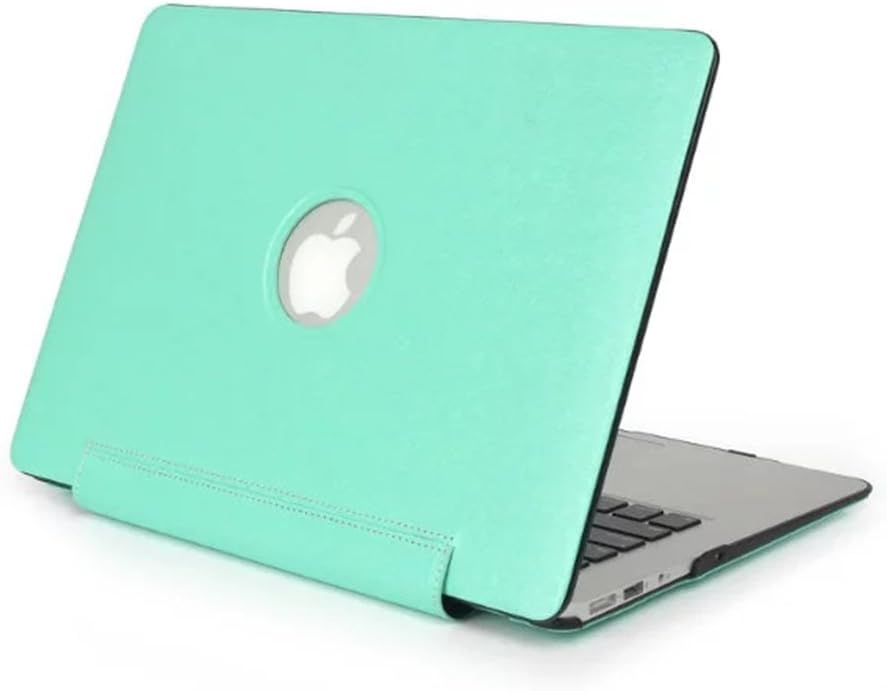 Holilife Premium Leather Vinyl Decal Skin Sticker Cover Only Compatible MacBook Air 13 Inch (A1369/A1466, 2010-2017 Release) Folio Protective Stand Cover Sleeve with Keyboard Cover, Green