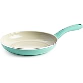 GreenLife Soft Grip Diamond Healthy Ceramic Nonstick, 10" Frying Pan Skillet, PFAS-Free, Dishwasher Safe, Turquoise